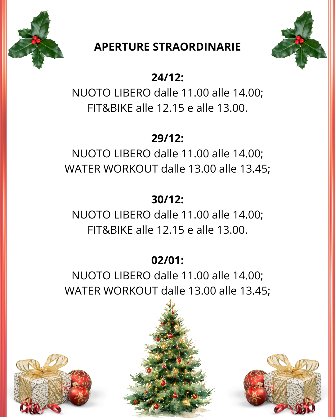 Aperture straordinarie natalizie